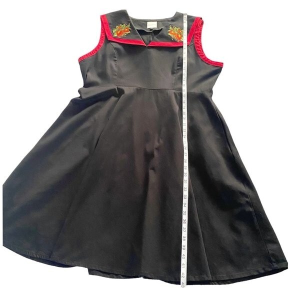 Royal Monk Black Red Strawberry Fields Collar Swing Sleeveless Dress No Belt 3X - Picture 9 of 11